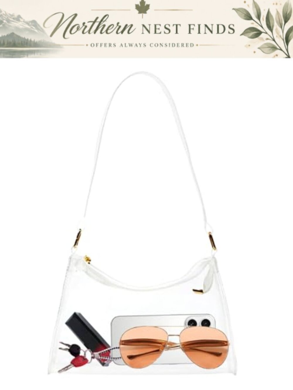 Clear PVC Crossbody Bag Zipper Transparent Stadium Concert Purse